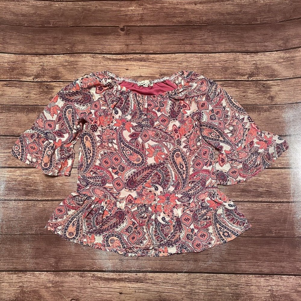 Girl’s Speechless Paisley Shirt Medium Peasant Cottagecore Peplum